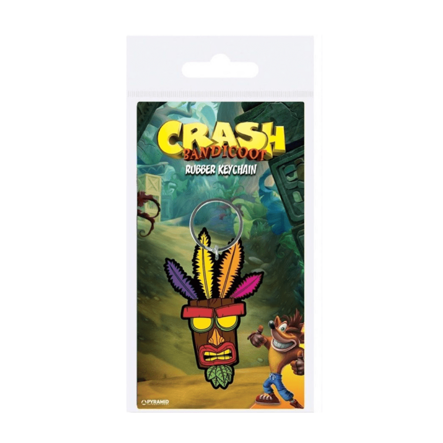 Crash Bandicoot Aku Aku Mask Rubber Keychain | Gaming Gift