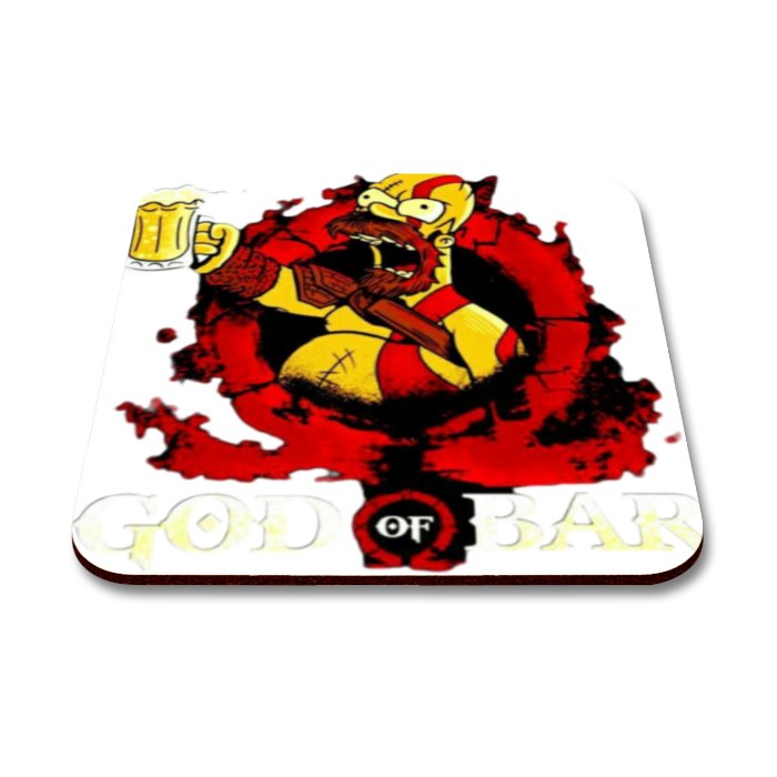 The Simpsons x God Of War - God Of Bar Square Coaster