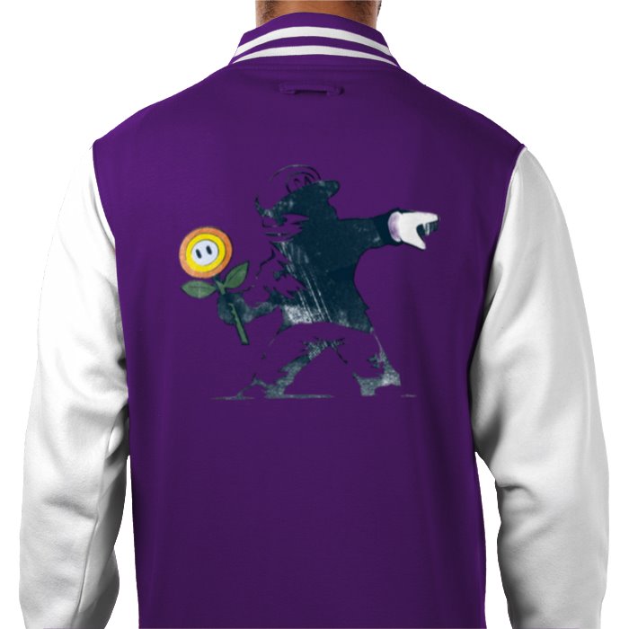 Super Mario Bro's & Banksy - Fire Flower Varsity Jacket