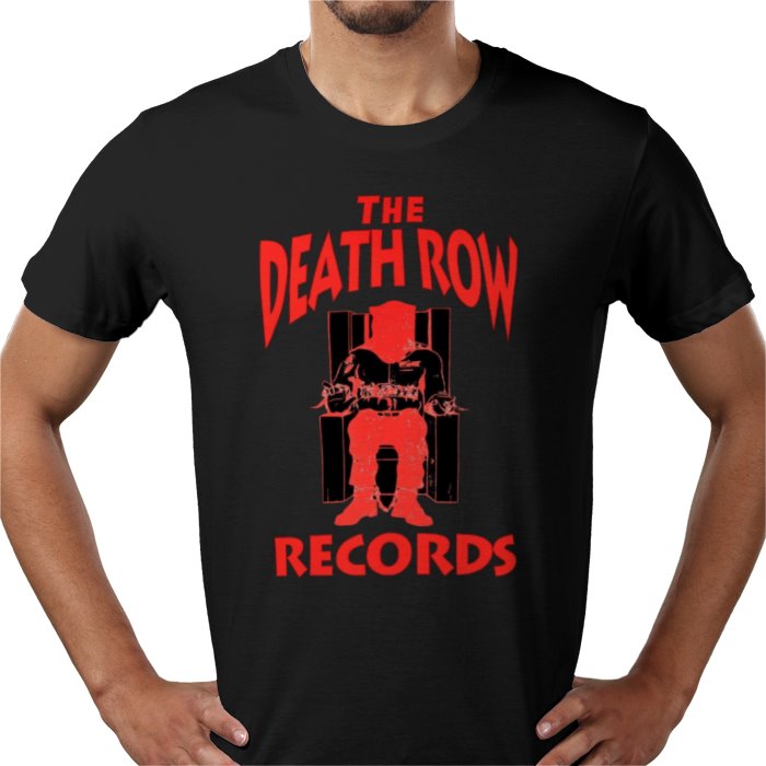 Black t-shirt with red 'The Death Row Records' graphic design