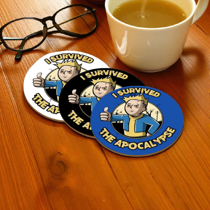 Fallout - I Survived The Apocalypse Round Coasters
