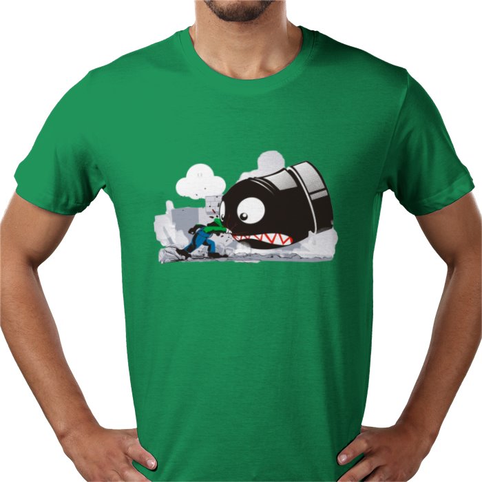 Super Mario Bros — Luigi Punching Bullet Bill T-Shirt