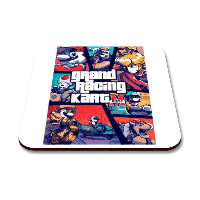 Mario Kart & Grand Theft Auto - Grand Racing Kart Square Coasters