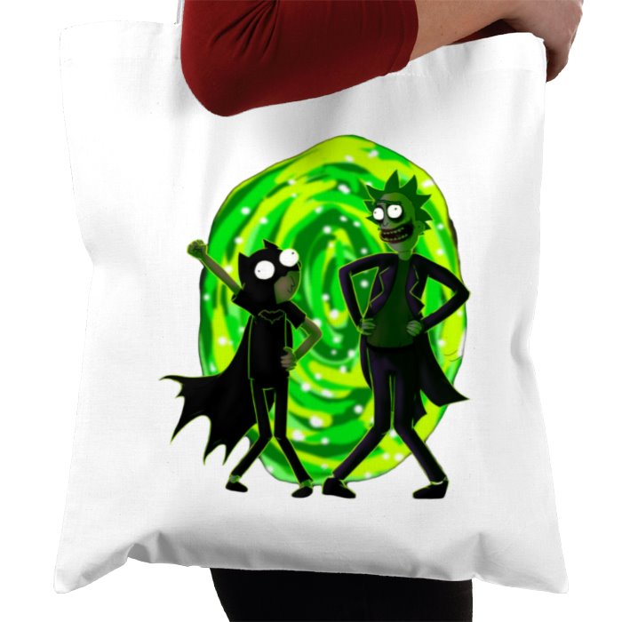 Rick & Morty & Batman - Portal Pose Tote Bag