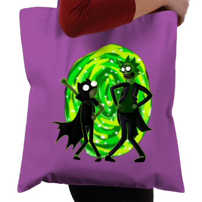 Rick & Morty & Batman - Portal Pose Tote Bag