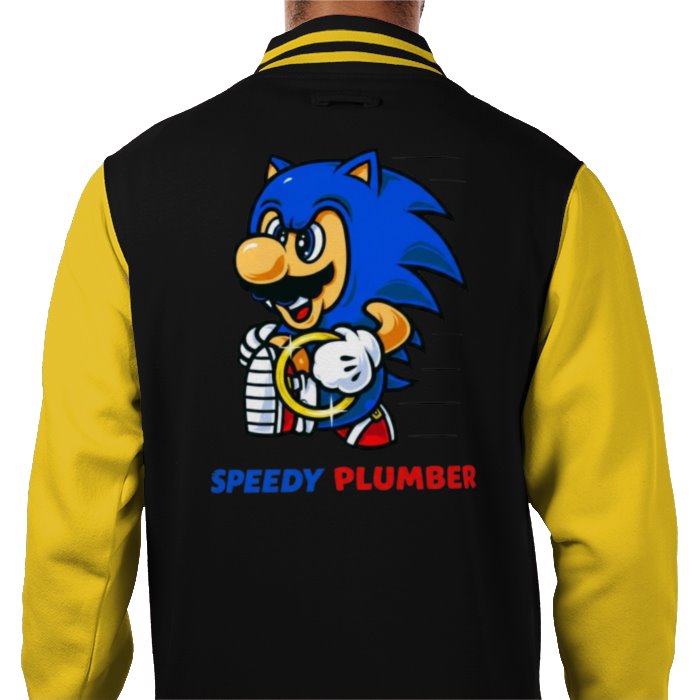 Super Mario x Sonic The Hedgehog - Speedy Plumber Varsity Jacket
