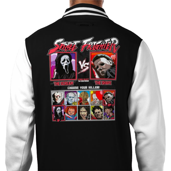 Horror Movies & Street Fighter - Street Frighter Varsity Jacket