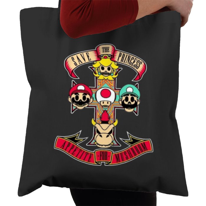 Super Mario Bro's & Guns And Roses - Appetite For Mushrooms Tote Bag