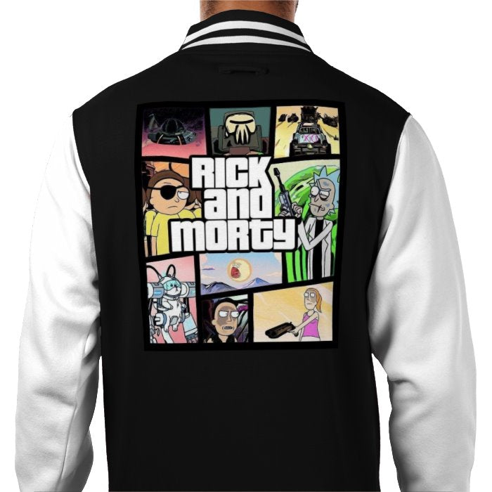 Rick & Morty & Grand Theft Auto - Grand Theft Auto Style Varsity Jacket