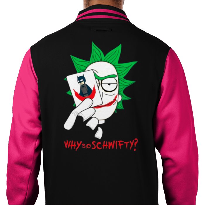 Rick & Morty x Batman - Why So Schwifty Varsity Jacket
