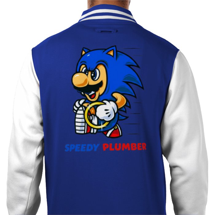 Super Mario x Sonic The Hedgehog - Speedy Plumber Varsity Jacket