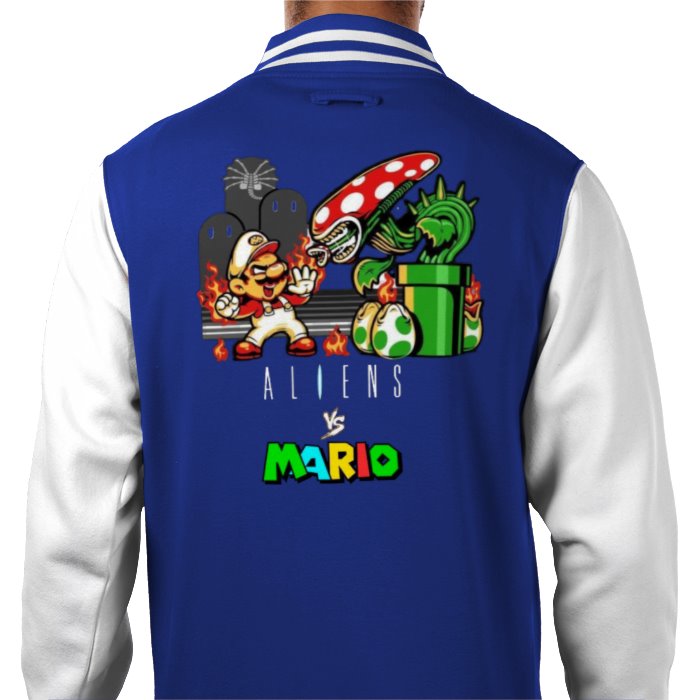 Super Mario x Aliens - Alien Vs Mario Varsity Jacket