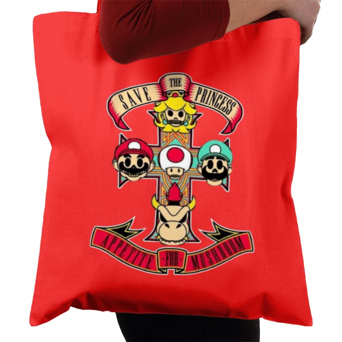 Super Mario Bro's & Guns And Roses - Appetite For Mushrooms Tote Bag