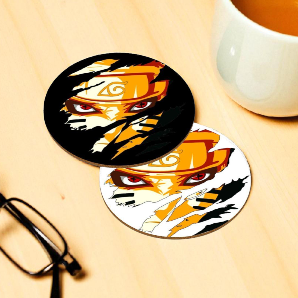 Naruto - Ripped Face Round Coasters