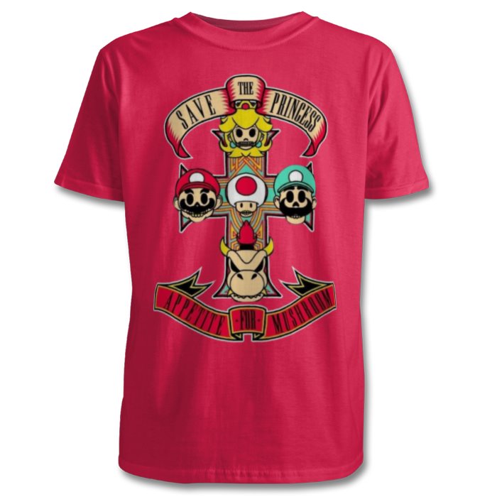 Super Mario Bro's & Guns And Roses - Appetite For Mushrooms T-shirt