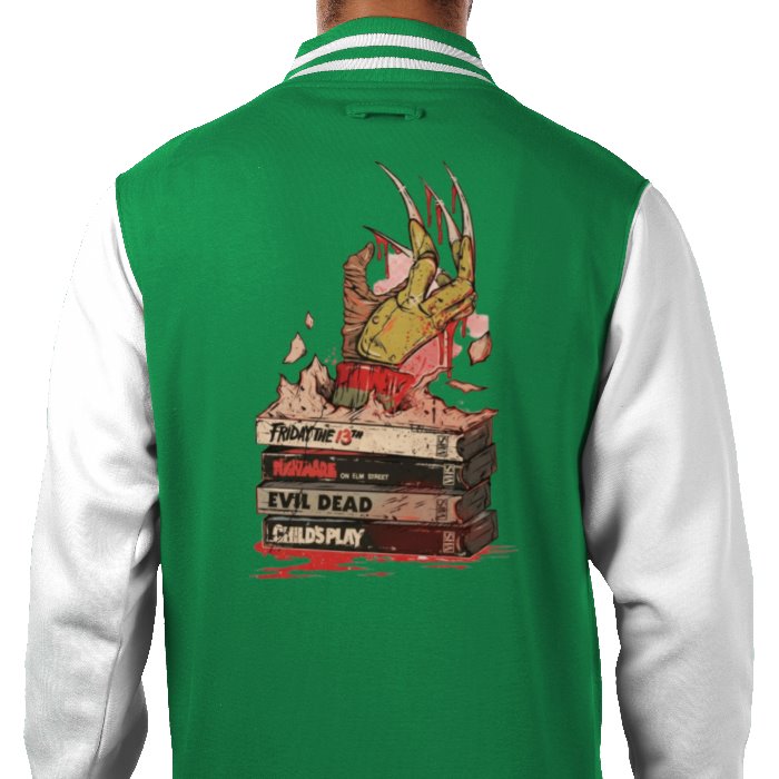 VHS Horror Tapes Freddy Theme Varsity Jacket
