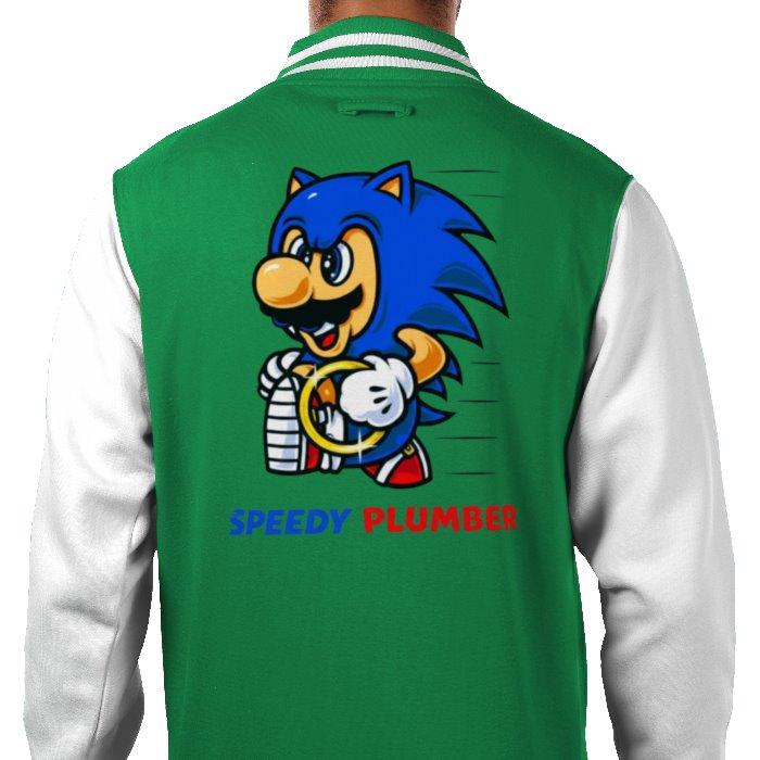 Super Mario x Sonic The Hedgehog - Speedy Plumber Varsity Jacket