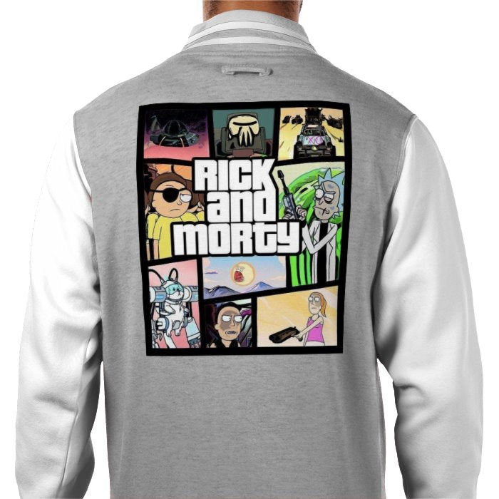 Rick & Morty & Grand Theft Auto - Grand Theft Auto Style Varsity Jacket