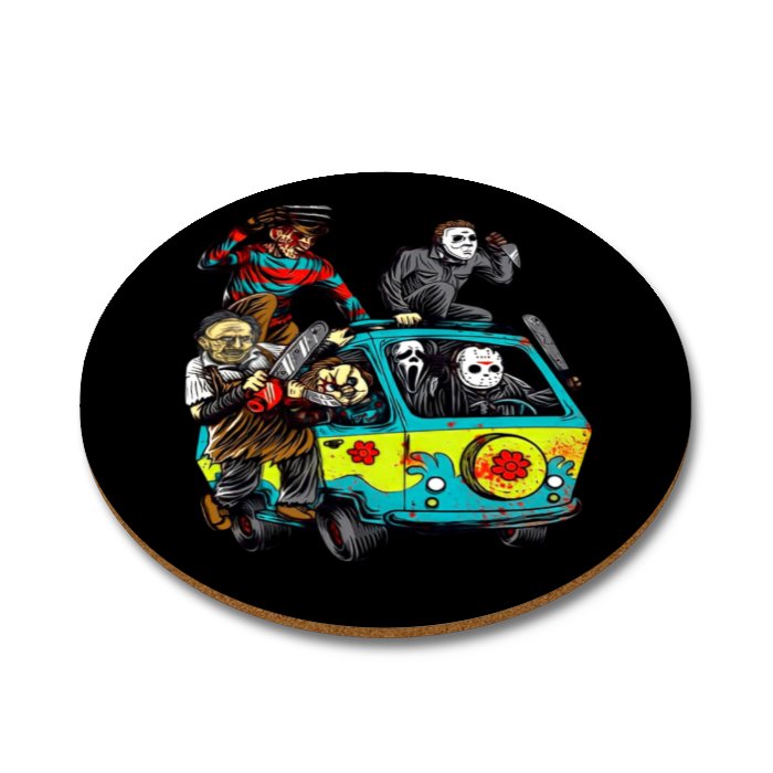 Horror Gang Bus Round Coasters