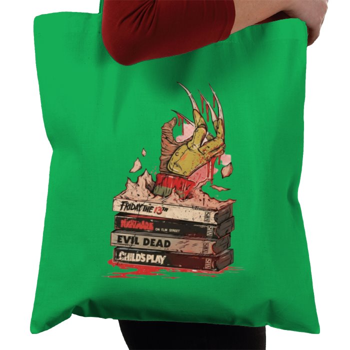 VHS Horror Tapes Freddy Theme Tote Bag