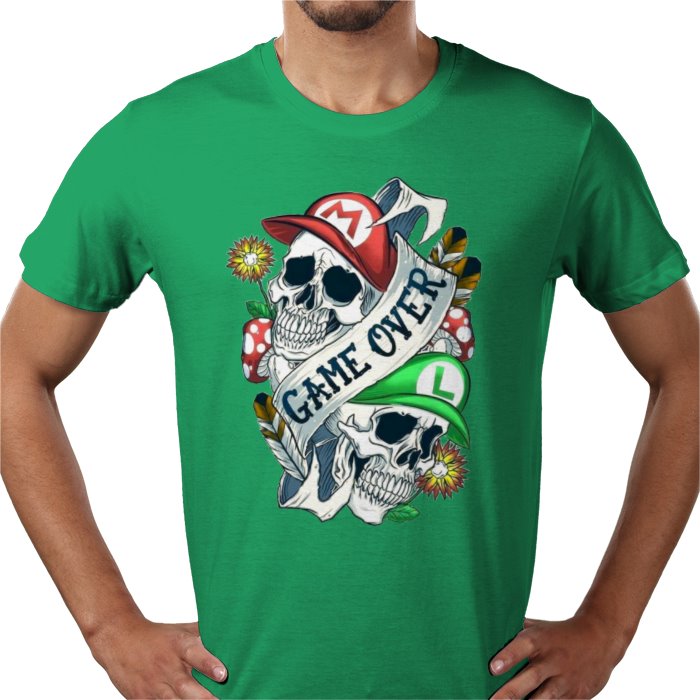 Super Mario Bro's - Game Over Tattoo Style T-shirt