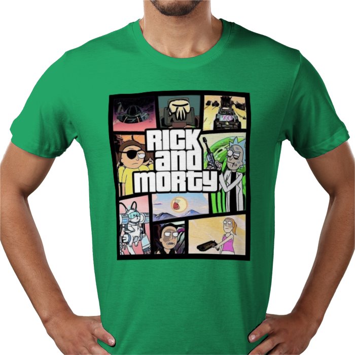 Rick & Morty & Grand Theft Auto - Grand Theft Auto Style T-shirt