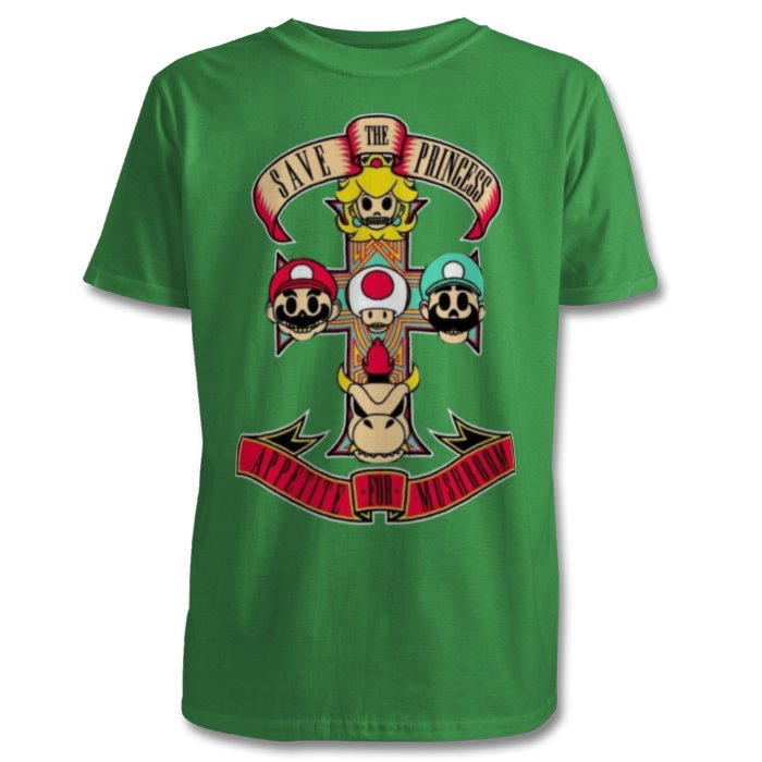 Super Mario Bro's & Guns And Roses - Appetite For Mushrooms T-shirt