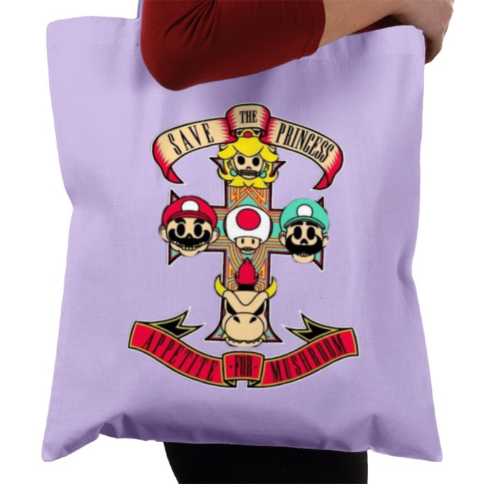 Super Mario Bro's & Guns And Roses - Appetite For Mushrooms Tote Bag