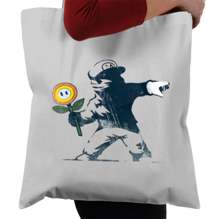 Super Mario Bro's & Banksy - Fire Flower Tote Bag