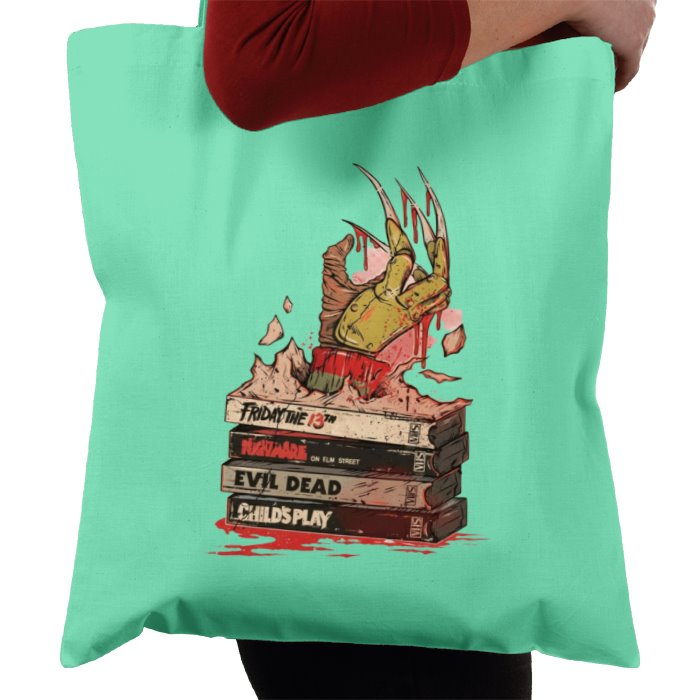 VHS Horror Tapes Freddy Theme Tote Bag