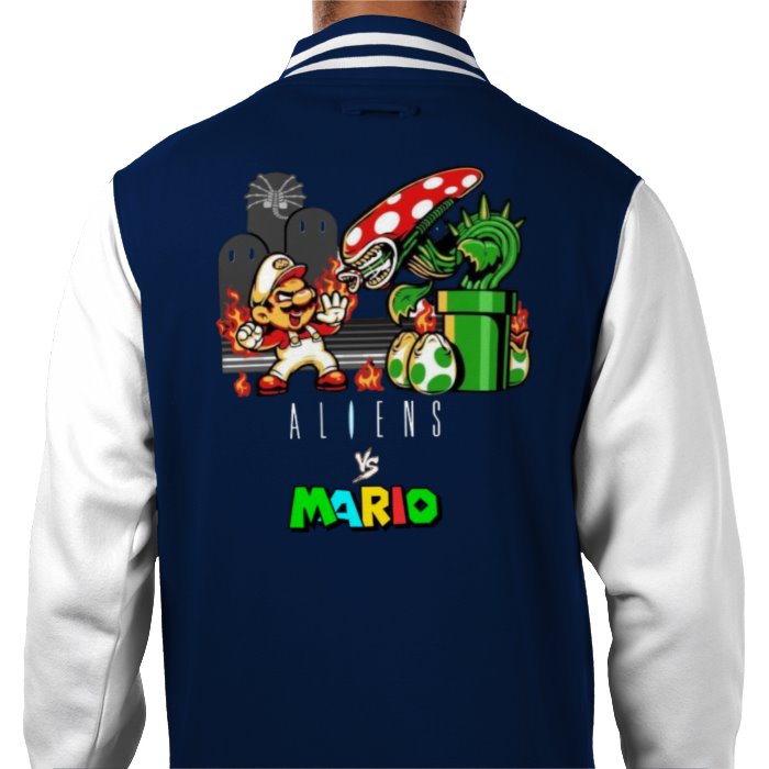 Super Mario x Aliens - Alien Vs Mario Varsity Jacket