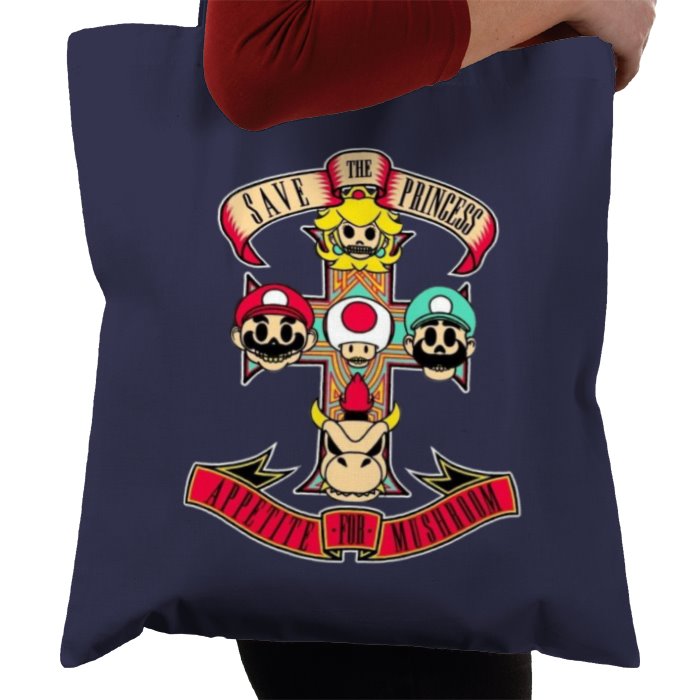 Super Mario Bro's & Guns And Roses - Appetite For Mushrooms Tote Bag