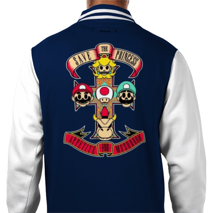 Super Mario Bro's & Guns And Roses - Appetite For Mushrooms Varsity Jacket