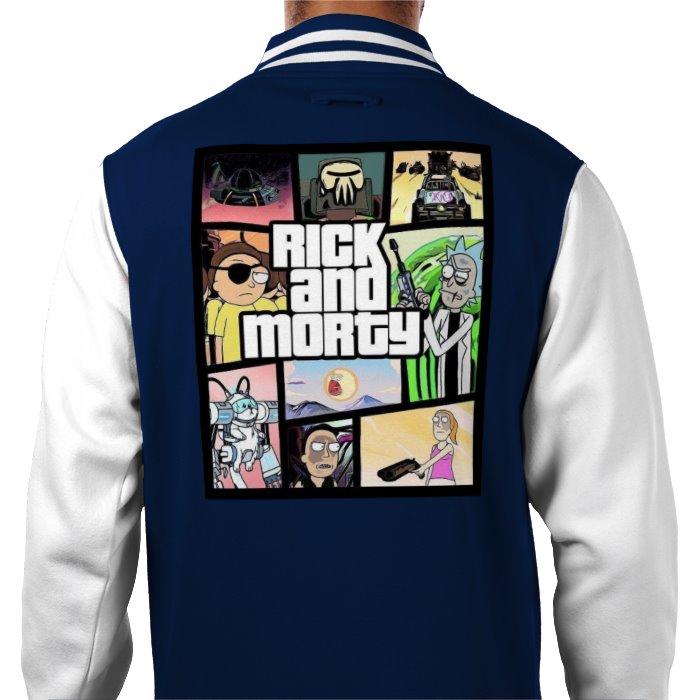 Rick & Morty & Grand Theft Auto - Grand Theft Auto Style Varsity Jacket