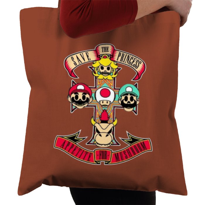 Super Mario Bro's & Guns And Roses - Appetite For Mushrooms Tote Bag