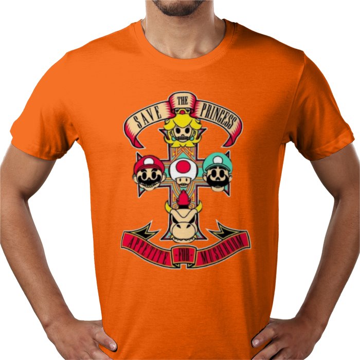 Super Mario Bro's & Guns And Roses - Appetite For Mushrooms T-shirt