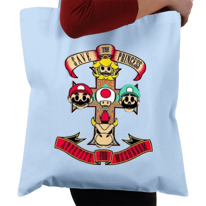 Super Mario Bro's & Guns And Roses - Appetite For Mushrooms Tote Bag