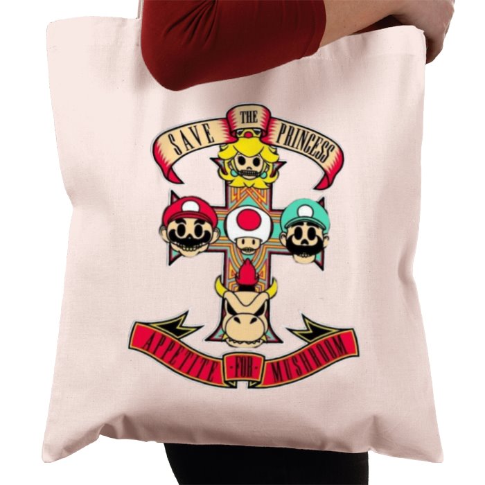 Super Mario Bro's & Guns And Roses - Appetite For Mushrooms Tote Bag