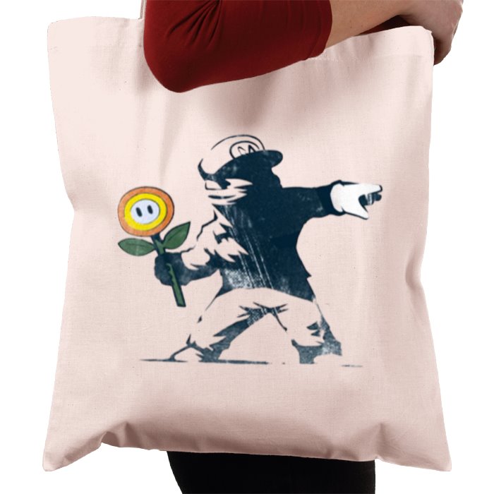 Super Mario Bro's & Banksy - Fire Flower Tote Bag