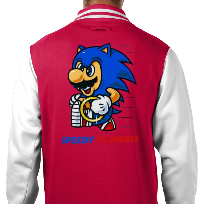 Super Mario x Sonic The Hedgehog - Speedy Plumber Varsity Jacket