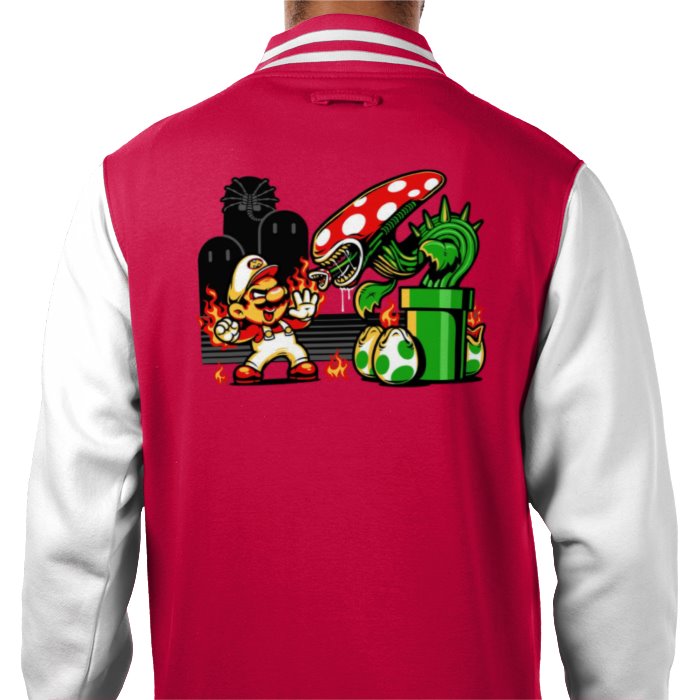 Super Mario Bro's & Alien - Mario Vs Alien Varsity Jacket