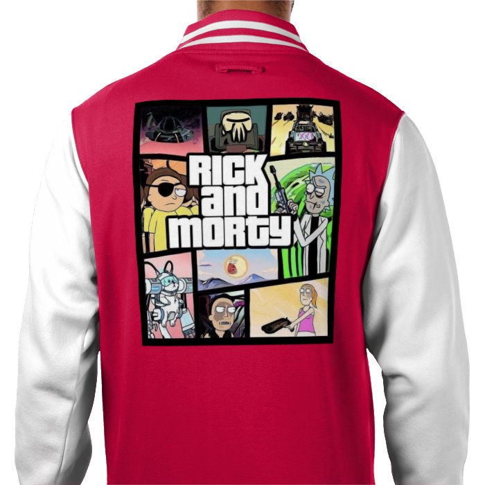 Rick & Morty & Grand Theft Auto - Grand Theft Auto Style Varsity Jacket