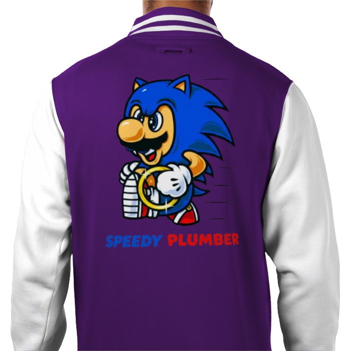 Super Mario x Sonic The Hedgehog - Speedy Plumber Varsity Jacket
