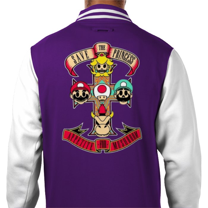 Super Mario Bro's & Guns And Roses - Appetite For Mushrooms Varsity Jacket