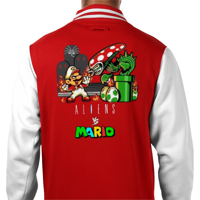 Super Mario x Aliens - Alien Vs Mario Varsity Jacket