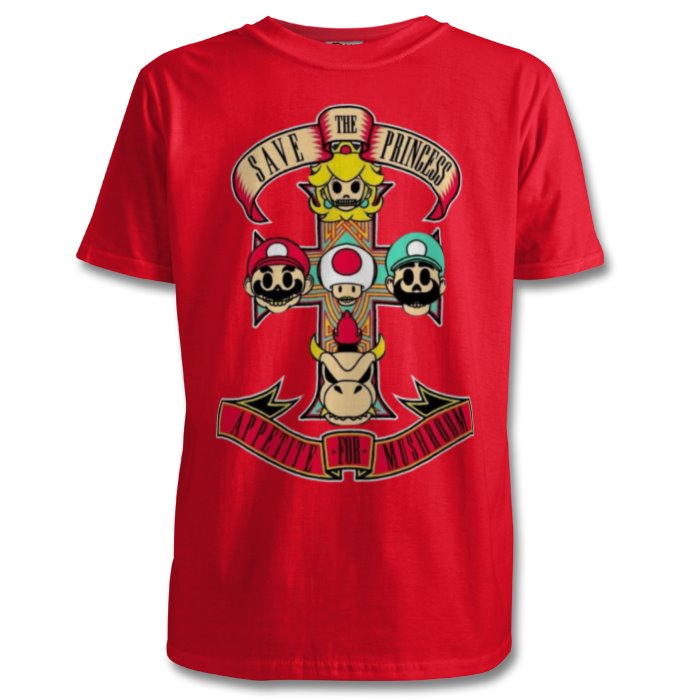 Super Mario Bro's & Guns And Roses - Appetite For Mushrooms T-shirt