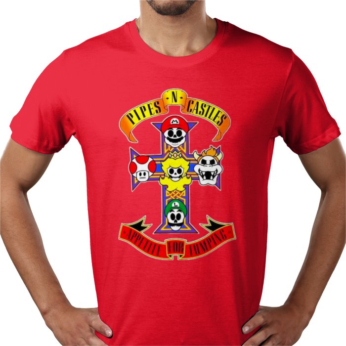 Super Mario Bro's x Guns And Roses - Appetite For Mushrooms T-shirt