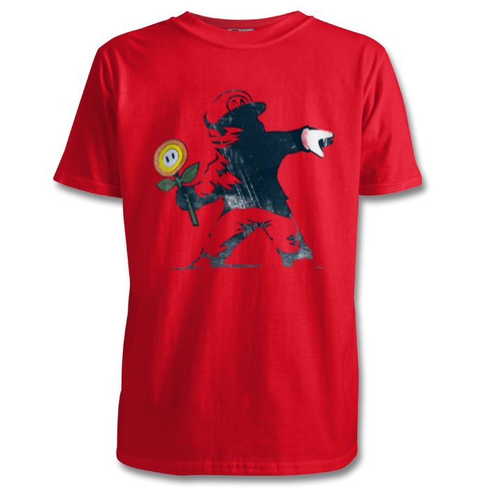 Super Mario Bro's & Banksy - Fire Flower T-shirt