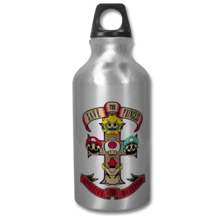 Super Mario Bro's & Guns And Roses - Appetite For Mushrooms Water Bottle