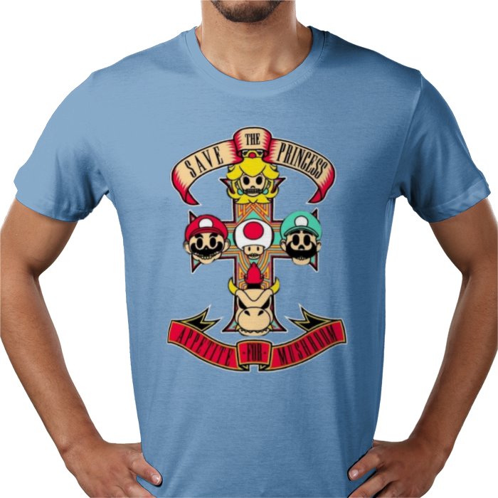 Super Mario Bro's & Guns And Roses - Appetite For Mushrooms T-shirt